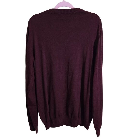 Paul Frederick Burgundy Silk Cashmere Blend V Neck Sweater Size XLT - Picture 2 of 4